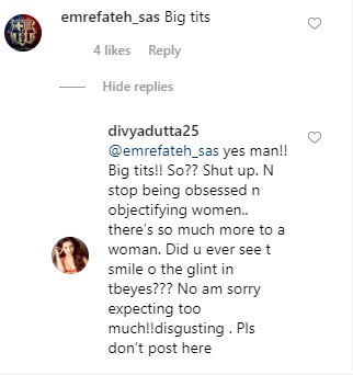 Divya Dutta Blasts Troll For Calling Her 'Big Tits'