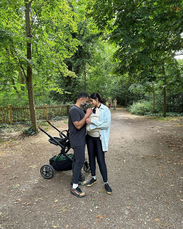 Sonam Kapoor with her son and husband