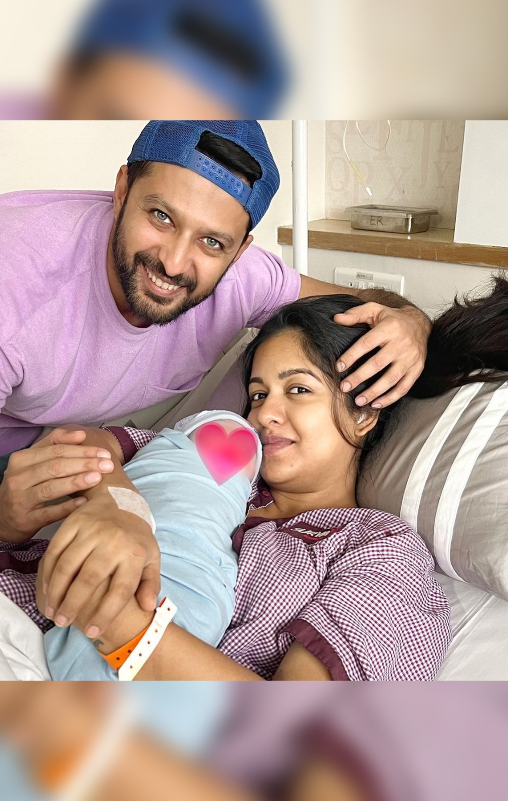 Vatsal Sheth and Ishita Dutta with their newborn