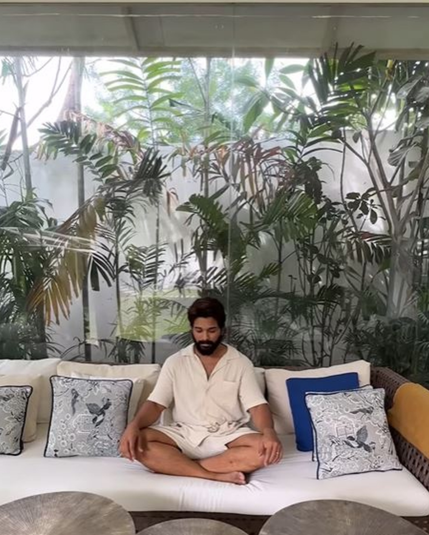 Allu Arjun relaxing in the garden of his heavenly abode