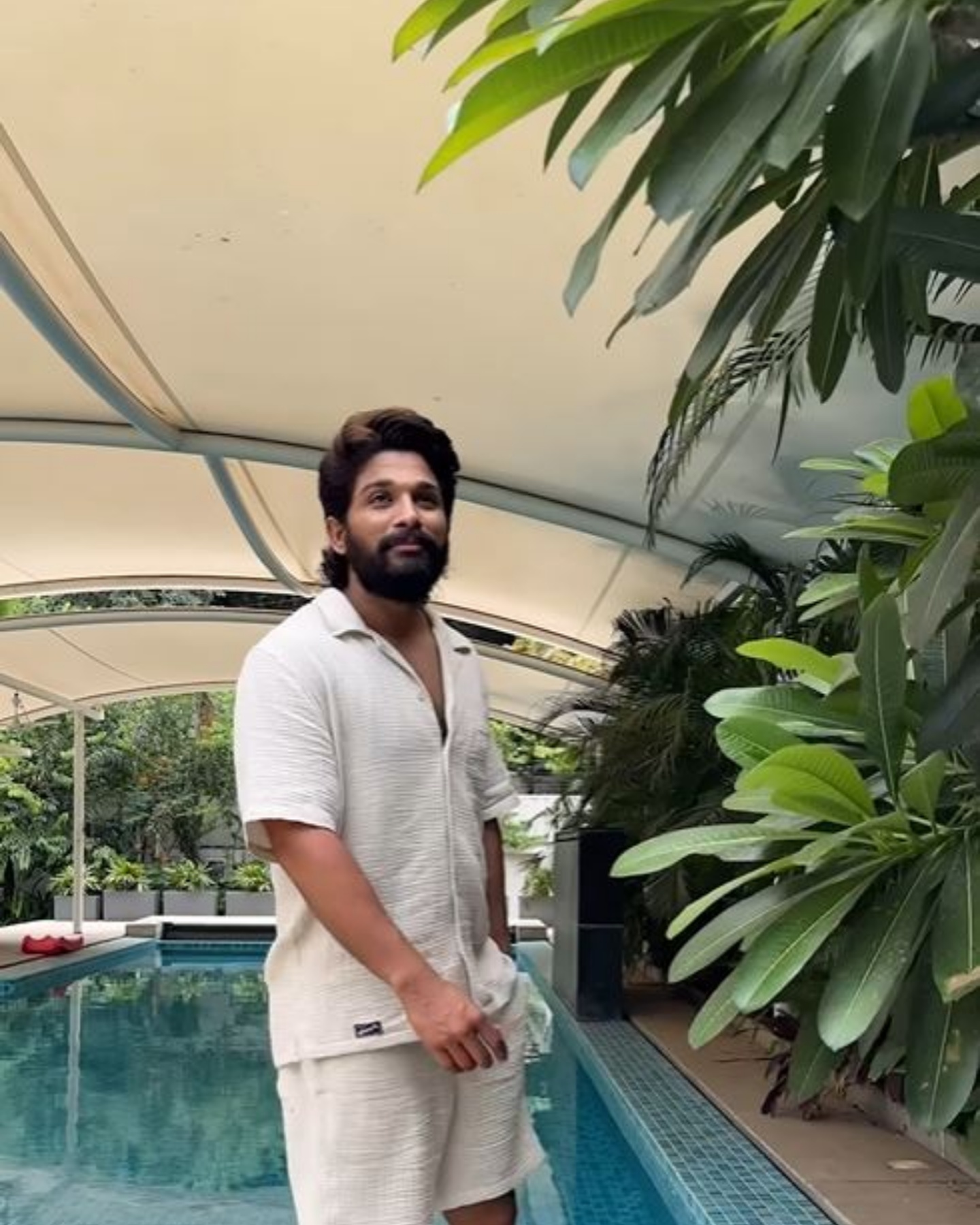 Allu Arjun giving a glimpse of his indoor pool