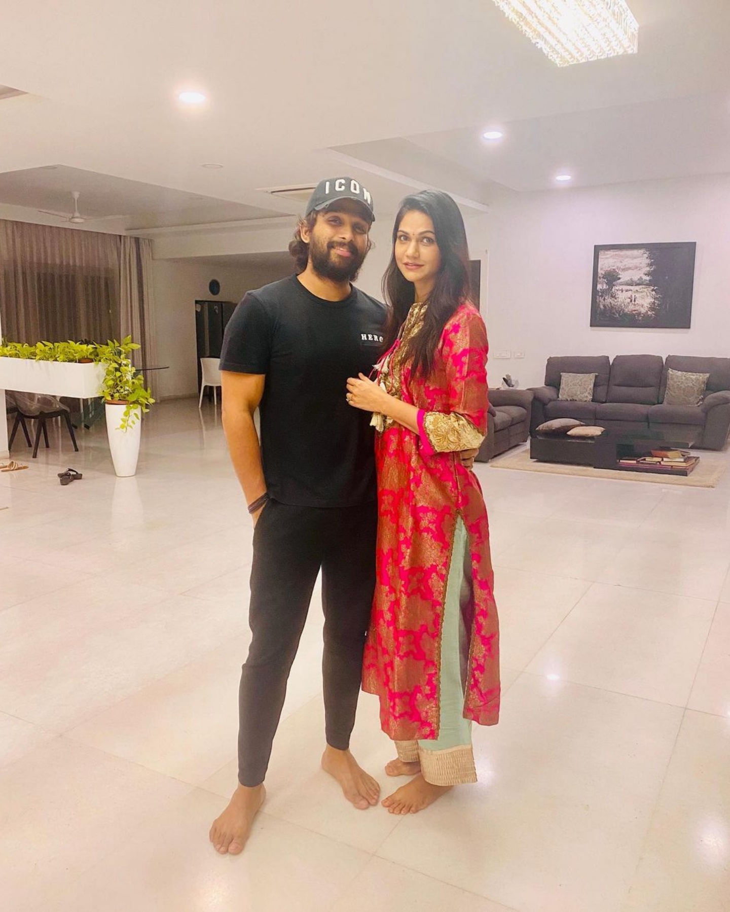 Allu Arjun poses with wife Sneha Reddy