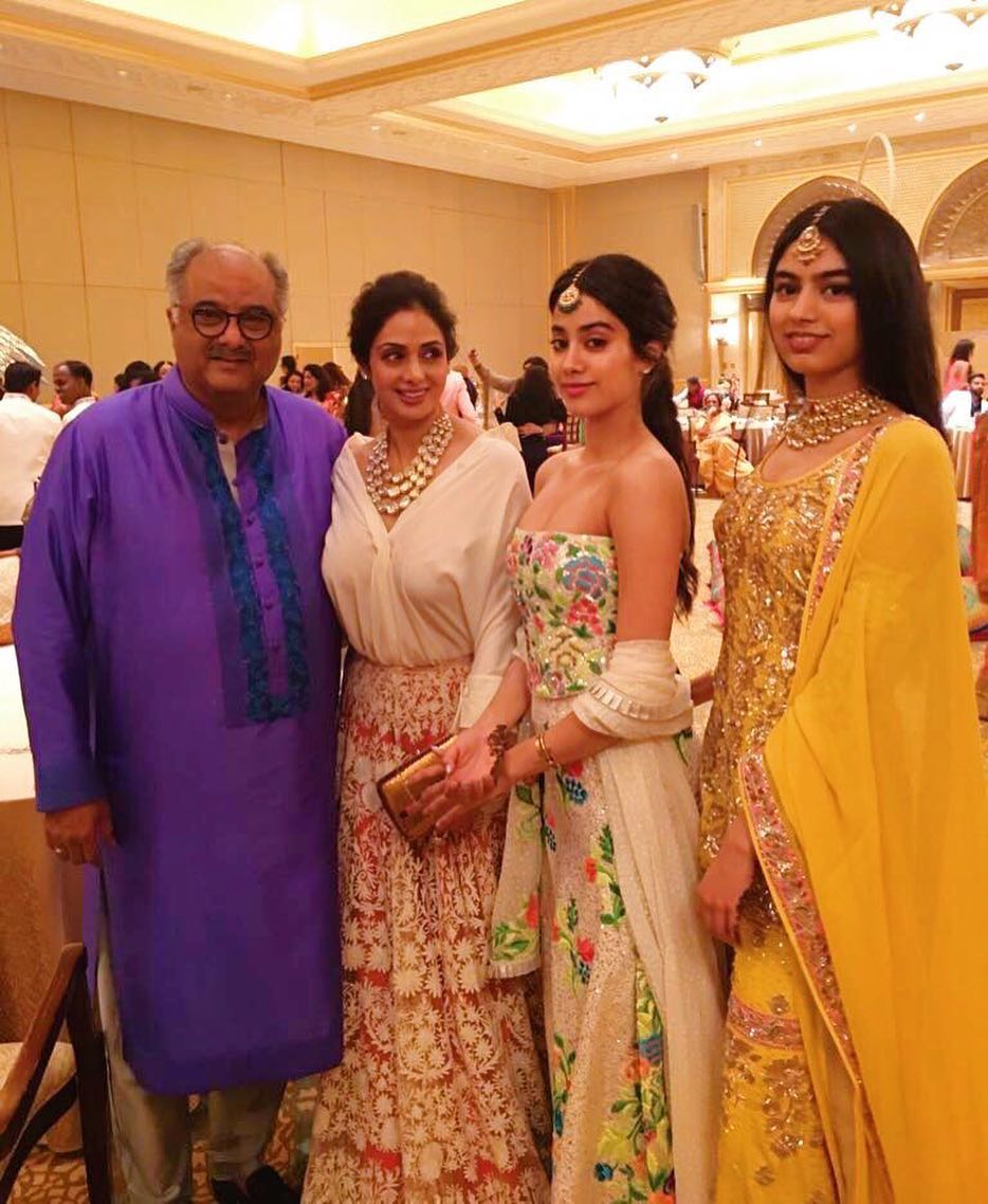 Sridevi and Boney Kapoor with daughters