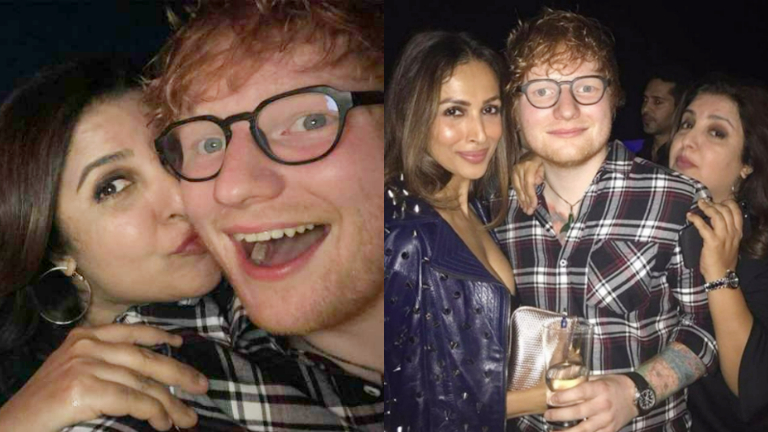 Ed Sheeran with Farah Khan and Malaika Arora