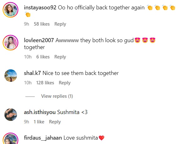 Fans react to Sushmita Sen and Rohman Shawl