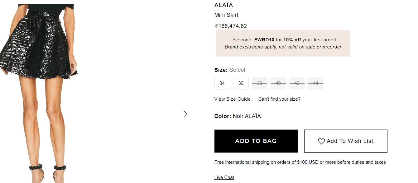 Malaika Arora's black skirt price