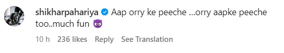 Janhvi's boyfriend Shikhar Pahariya comment on Orry post