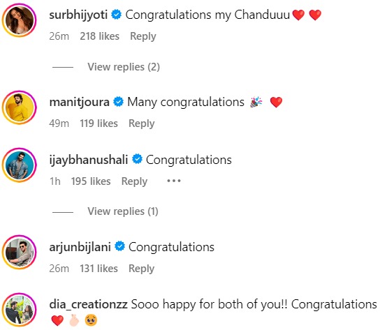 Fans react to Surbhi Chandna's post