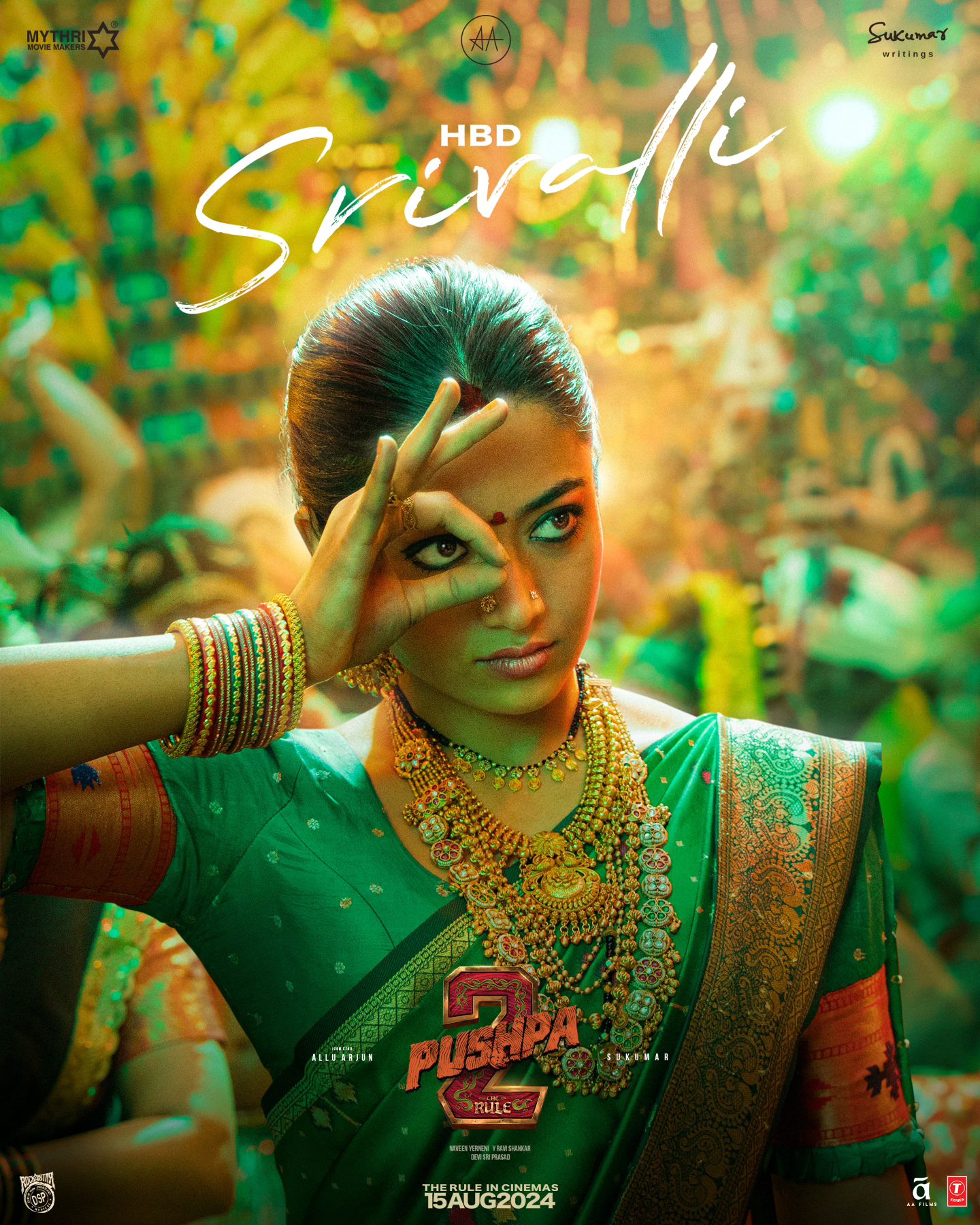 Rashmika Mandanna as Srivalli in Pushpa 2- the rule poster